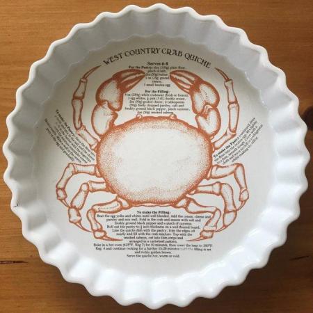 Image 1 of Large, heavy, unused West Country Crab Quiche recipe dish.