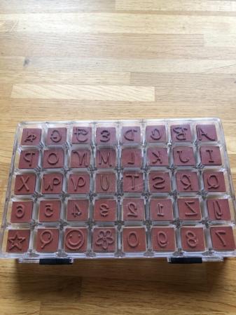 Image 3 of Alphabet wooden stamp set containing 40 stamps