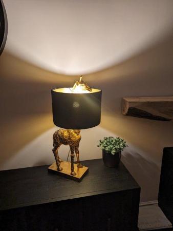 Image 1 of Gold giraffe lamp black shade