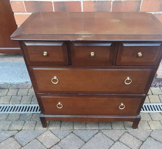 Preview of the first image of Wanted  stag minstrel leggy bedsides, 5 and 6 drawer chests.