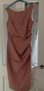 Preview of the first image of Kevan Jon Blush ruched dress/cape Size 14 never been worn.