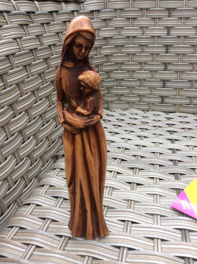 Preview of the first image of Beautiful wooden statue of Madonna and Child.