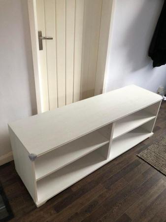 Image 2 of IKEA White Wood Freestanding Shelving Unit.