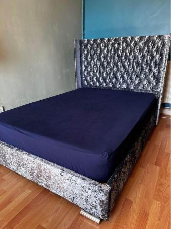 Image 3 of Blue Velvet crush double bed for sale