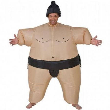 Image 2 of Self Inflating Fat Sumo Wrestler Fancy Dress Costumes. New