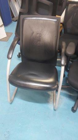 Image 1 of Black leather office meeting executive cantilever chair x2
