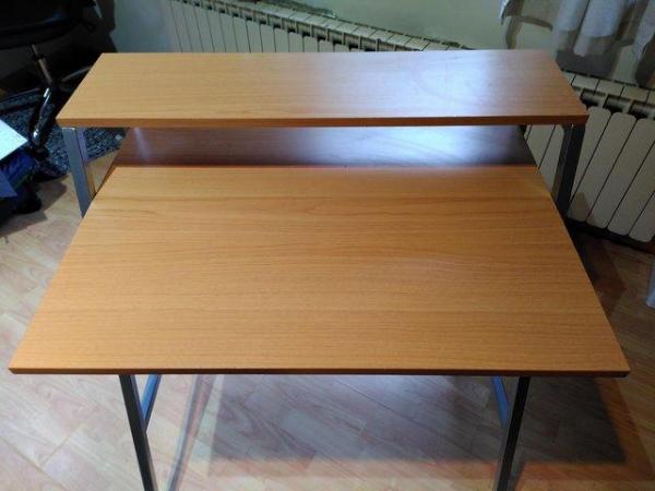 Image 2 of Wooden home working or study desk with raised shelf