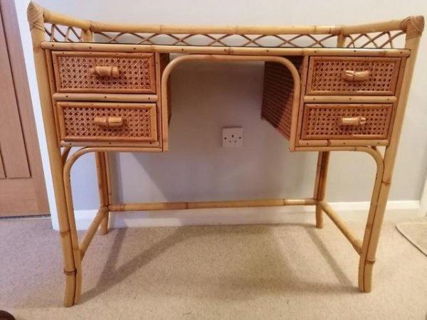 Image 1 of Vintage Bamboo/Cane Dressing Table, late 1970s, VGC.