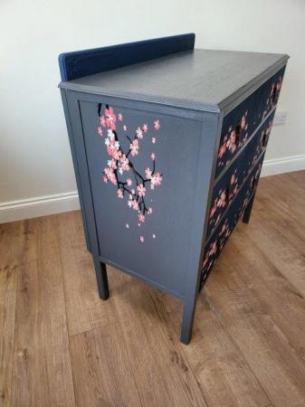 Image 3 of HAND PAINTED CHERRY BLOSSOM UPCYCLED PINE DRAWERS