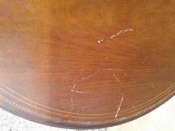 Image 3 of Vintage round table with marquetry small round "under table"