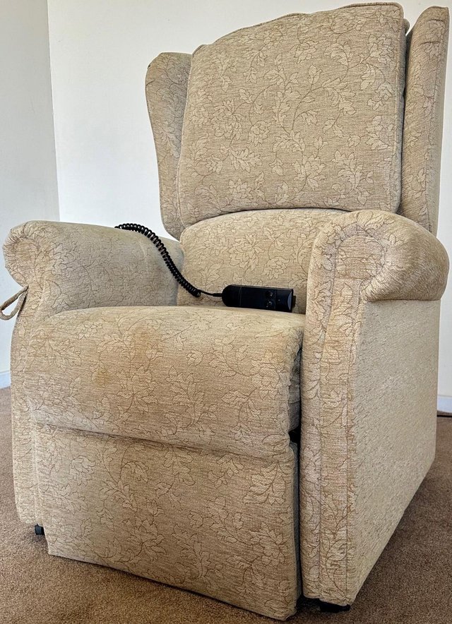 Preview of the first image of REPOSE ELECTRIC RISER RECLINER STRAW MOBILITY CHAIR DELIVERY.