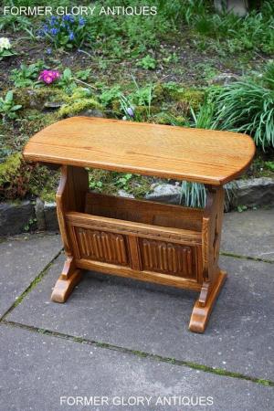 Image 21 of AN OLD CHARM VINTAGE OAK MAGAZINE RACK COFFEE LAMP TABLE