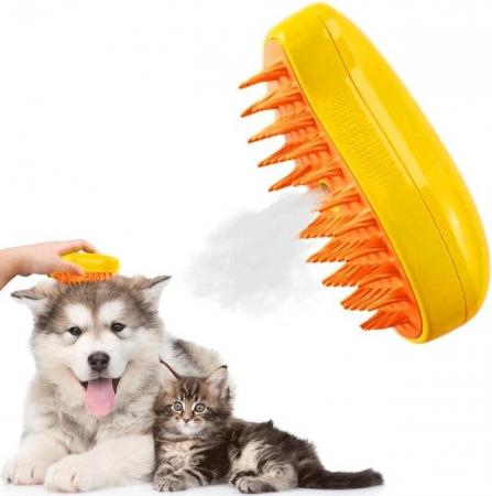 Image 1 of Steam Brush for Dogs & Cats, Multifunctional Cat Grooming