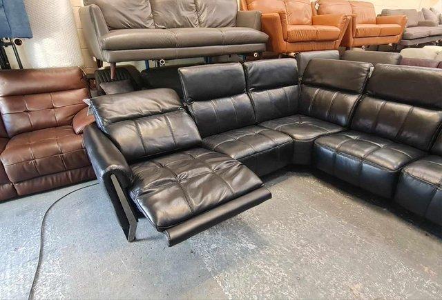 Image 10 of Ex-display Packham black leather recliner corner sofa