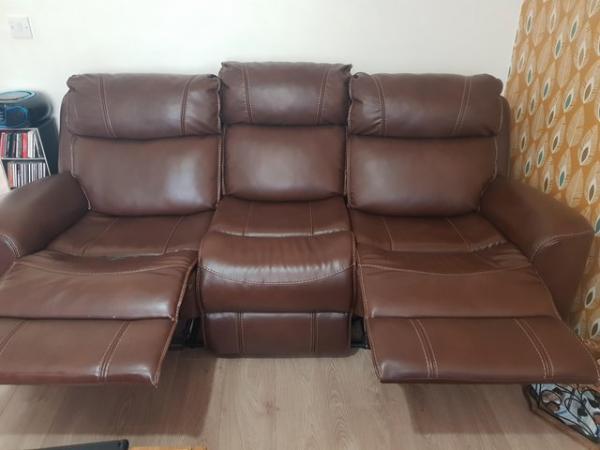 Image 2 of Free reclining sofa, brown.