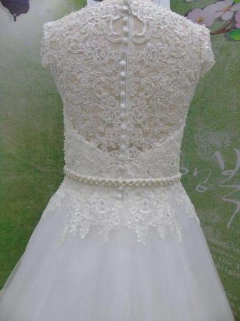 Image 2 of Beautiful Tailor Made Satin & Lace White Wedding Dress