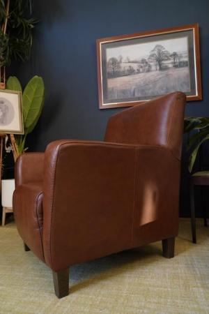 Image 11 of Mid Century Vintage Real Conker Brown Leather Armchair