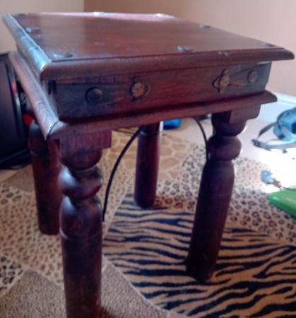Image 1 of Dark Indian Wood Side Table