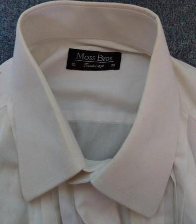 Image 2 of Moss Bros white regular fit shirt with ruffle design-size 38