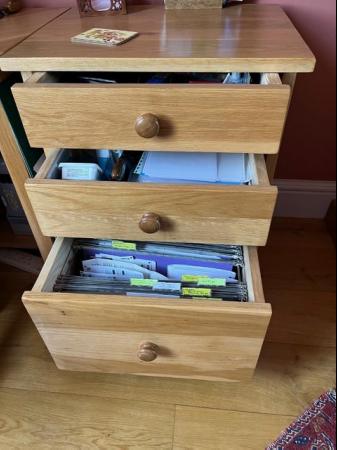 Image 3 of Filing drawers and desk set in solid oak. £225 for both