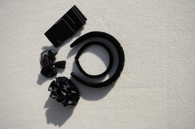 Preview of the first image of Collection Of Pretty Black Satin and Velvet Hair Accessories.