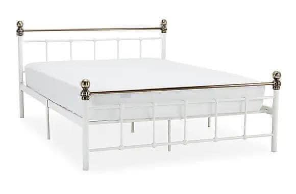 Preview of the first image of Double Marlborough bed frame in white/antique brass.