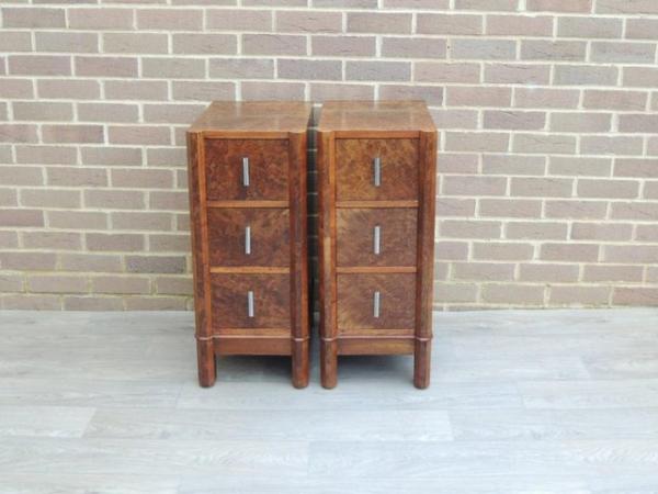 Image 2 of Pair of Antique Walnut Bedside Tables (UK Delivery)