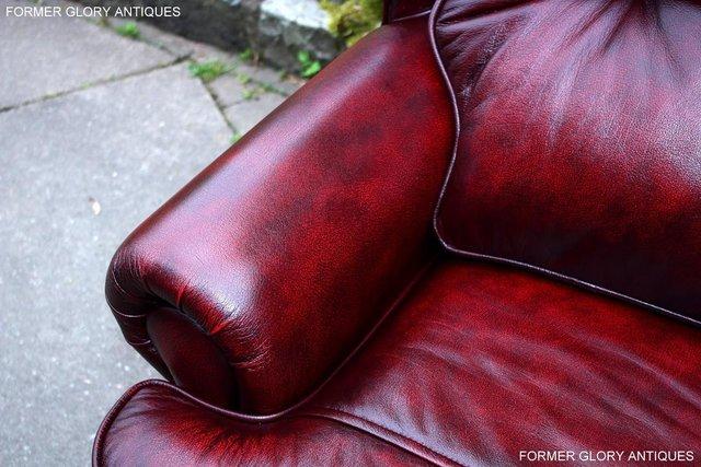 Image 9 of SAXON OXBLOOD RED LEATHER CHESTERFIELD SETTEE SOFA ARMCHAIR