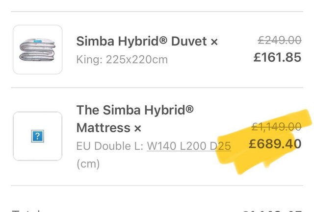 Preview of the first image of SIMBA SLEEP mattress LIKE NEW.