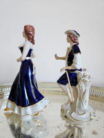 Image 4 of ROYAL DUX Bohemia Figurine in Cobalt Blue and Gilt Porcelain