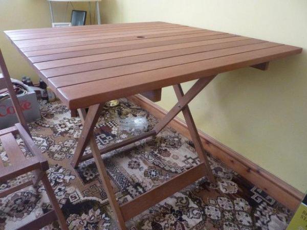 Image 2 of Hardwood Indoor or Outdoor Table and Chairs.