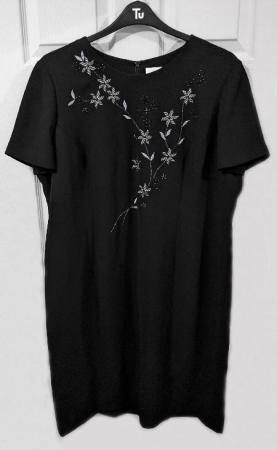 Image 1 of Ladies Black Embroidered Evening Dress By Eastex - Size 20