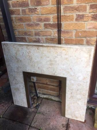 Image 2 of Marble fire surround, hearth, and grate
