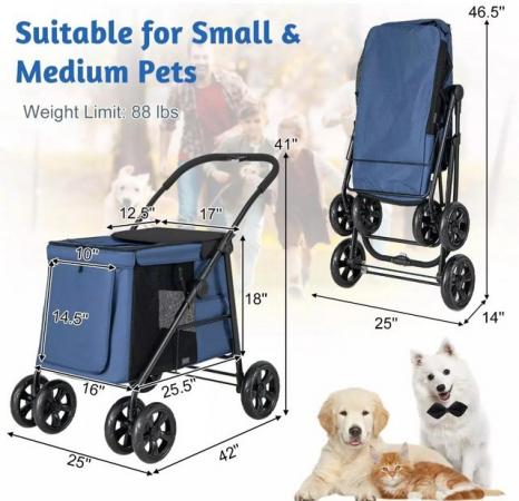 Image 5 of Dog Stroller Foldable with pockets & skylight.