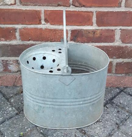 Image 1 of Vintage Galvanised Metal Mop Bucket