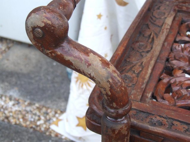 Antique tea trolley, Edwardian with nice carved trays. — photo 3 of 3