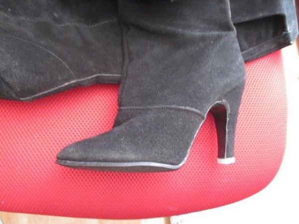 Image 3 of VINTAGE BLACK LEATHER SUEDE OVER THE KNEE BOOTS