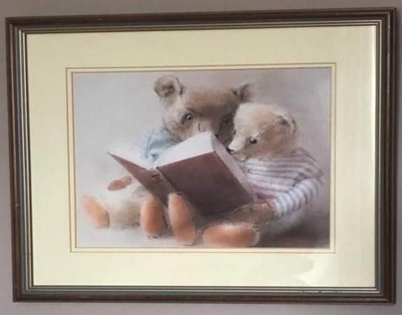 Image 1 of Teddy picture in wooden frame