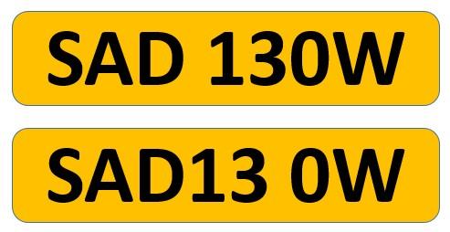 Preview of the first image of SADIE number plate for sale (SAD130W).