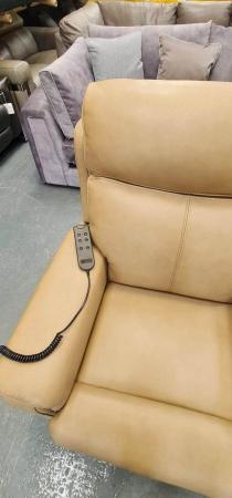 Image 3 of Parker Rise and Lift electric recliner cream leather chair