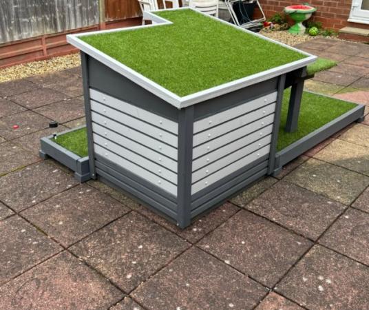 Image 7 of Modern Dog House with Artificial Grass Platform and Roof