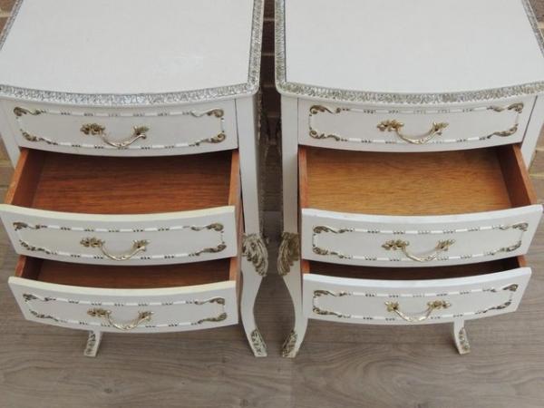 Image 7 of Pair of French Tall Bedside Tables 3 drawers (UK Delivery)