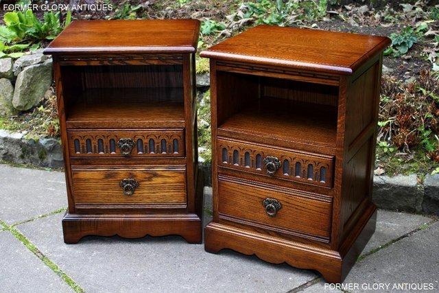 Image 17 of A PAIR OF OLD CHARM LIGHT OAK BEDSIDE CABINETS LAMP TABLES