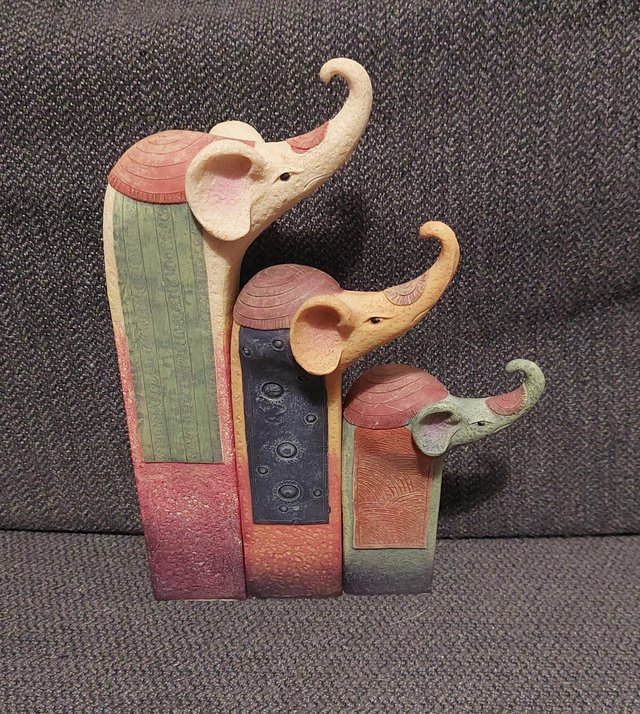 Preview of the first image of Elephant or Cat Family Trio Stoneware.