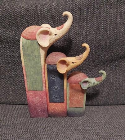 Image 1 of Elephant or Cat Family Trio Stoneware