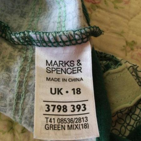 Image 4 of Sz18 M&S 100% Cotton Swing Vest, Green & White, Lace Detail
