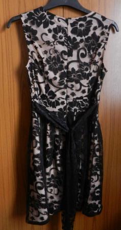 Image 1 of Yumi Black Floral Lace Sleeveless Dress Size UK  6
