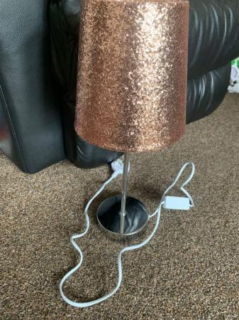 Image 2 of Gorgeous rose gold glittery lamp with silver base.