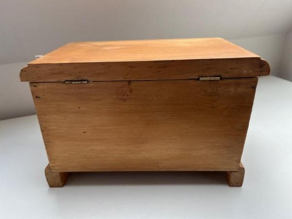 Image 2 of Antique pine waxed small wooden chest with hinged lid