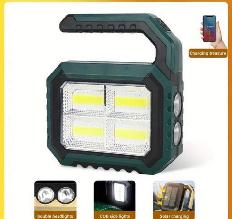 Image 1 of 1pc Solar LED Flashlight, USB Charging, Portable Searchlight